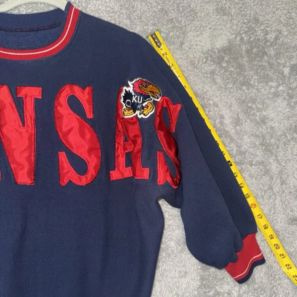 Vintage 90s Kansas Jayhawks Embroidered Crewneck Sweatshirt KU SZ Med Collegiate